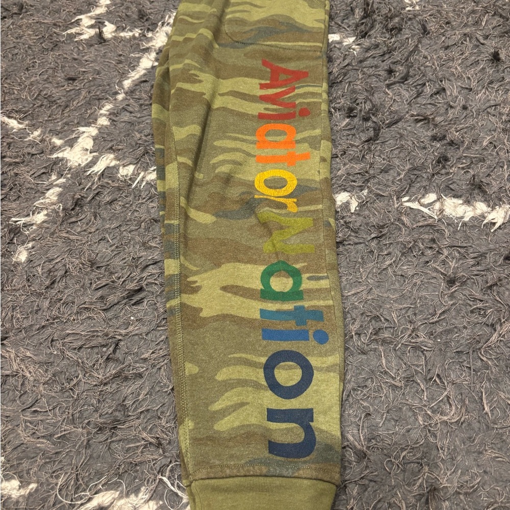 Aviator Nation Olive Camo Joggers with Rainbow Logo